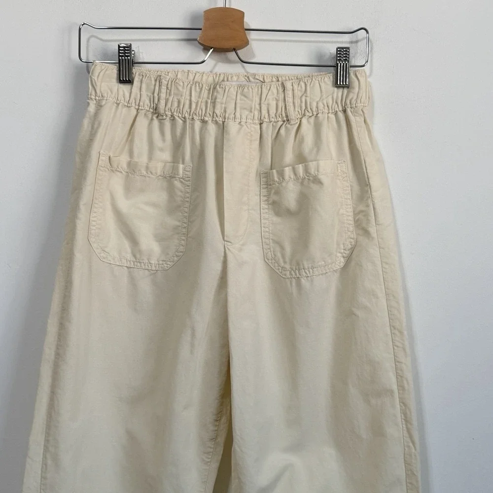 Zara Jogger Pants XS Pull On Linen Blend Belt Loops Casual Cream‎ Pockets Crop